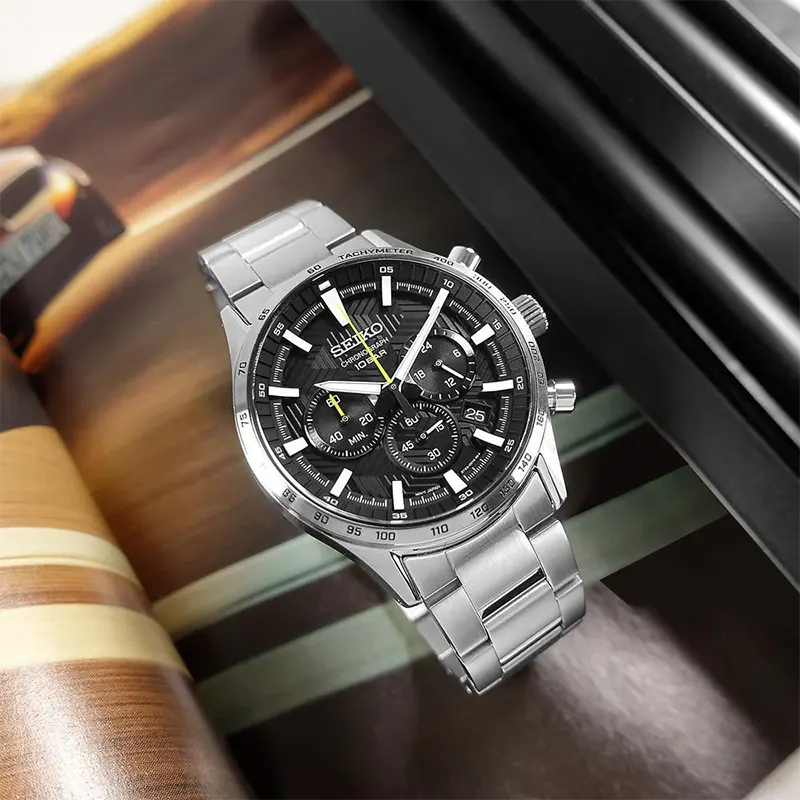 Seiko Chronograph Black Dial Sporty Men’s Watch- SSB413P1